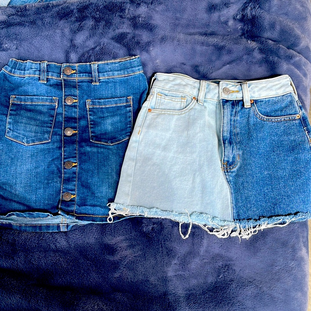 Set of two girls, denim skirts, size 12, PacSun, and There Abouts like new